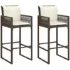 vidaXL Tabourets de bar jardin coussins lot de 2 marron résine tressée