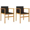 vidaXL Chaises de jardin lot de 2 noir résine tressée et bois massif
