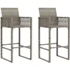 vidaXL Tabourets de bar de jardin lot de 2 gris résine tressée