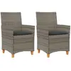 vidaXL Chaises de jardin coussins lot de 2 gris résine tressée et bois