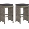 vidaXL - Tuinbarkrukken - met - kussens - 2 - st - poly - rattan - grijs