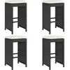 vidaXL Tabourets de bar de jardin et coussins lot de 4 résine tressée