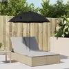 vidaXL Chaise longue double avec coussins et parasol beige poly rotin