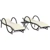 vidaXL Chaises longues lot de 2 avec table noir résine tressée
