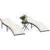 vidaXL Chaises longues lot de 2 avec table noir résine tressée