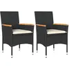 vidaXL Chaises de jardin avec coussins 2 pcs noir résine tressée