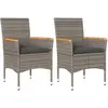 vidaXL Chaises de jardin avec coussins lot de 2 gris résine tressée
