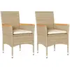 vidaXL Chaises de jardin avec coussins lot de 2 beige résine tressée