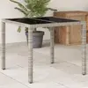 vidaXL Table de jardin avec dessus en verre gris clair résine tressée