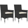 vidaXL Chaises de jardin avec coussins 2 pcs noir résine tressée