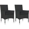 vidaXL Chaises de jardin avec coussins 2 pcs noir résine tressée