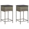 vidaXL Tabourets de bar jardin coussins lot de 2 gris résine tressée
