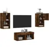 vidaXL Meuble TV muraux 4 pcs avec lumières LED chêne fumé