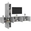 vidaXL Unités murales TV 5 pcs gris béton bois d'ingénierie