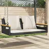vidaXL Balancelle avec coussins noir 109x62x40 cm résine tressée