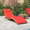 vidaXL Chaise longue avec coussin rouge bois d'acacia solide