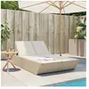 vidaXL Chaise longue double avec coussins beige résine tressée