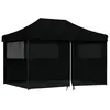 vidaXL Tente de réception pliable escamotable 4 parois latérales noir