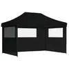 vidaXL Tente de réception pliable escamotable 3 parois latérales noir