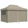 vidaXL Tente de réception pliable escamotable 4 parois latérales taupe