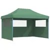 vidaXL Tente de réception pliable escamotable 3 parois latérales vert