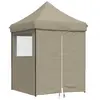 vidaXL Tente de réception pliable escamotable 4 parois latérales taupe