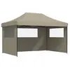 vidaXL Tente de réception pliable escamotable 3 parois latérales taupe