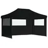 vidaXL Tente de réception pliable escamotable 3 parois latérales noir