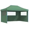 vidaXL Tente de réception pliable escamotable 3 parois latérales vert