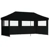 vidaXL Tente de réception pliable escamotable 3 parois latérales noir
