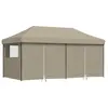 vidaXL Tente de réception pliable escamotable 4 parois latérales taupe