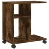 vidaXL Table d'appoint avec roues chêne fumé bois d'ingénierie