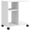 vidaXL Table d'appoint avec roues blanc 50x30x55 cm bois d'ingénierie