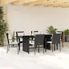 vidaXL Ensemble à manger de jardin coussins 7pcs Noir Résine tressée