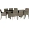 vidaXL Ensemble à manger de jardin 9 pcs coussins gris résine tressée