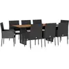 vidaXL Ensemble à manger de jardin 9pcs coussins noir résine tressée