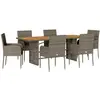vidaXL Ensemble à manger de jardin et coussins 7 pcs gris rotin