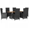vidaXL Ensemble à manger de jardin coussins 7pcs Noir Résine tressée