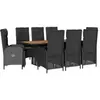 vidaXL Ensemble à manger de jardin 9pcs coussins noir résine tressée