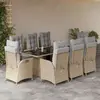 vidaXL Ensemble à manger de jardin et coussins 9 pcs mélange beige