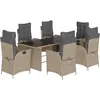 vidaXL Ensemble à manger de jardin et coussins 7 pcs gris clair rotin