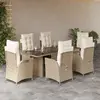 vidaXL Ensemble à manger de jardin et coussins 7 pcs beige poly rotin