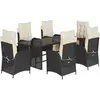 vidaXL Ensemble à manger de jardin coussins 7pcs Noir Résine tressée