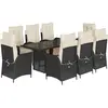 vidaXL Ensemble à manger de jardin 9pcs coussins noir résine tressée