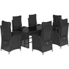vidaXL Ensemble à manger de jardin coussins 7pcs Noir Résine tressée