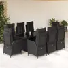 vidaXL Ensemble à manger de jardin 9pcs coussins noir résine tressée