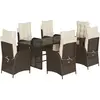 vidaXL Ensemble à manger de jardin et coussins 7 pcs marron rotin