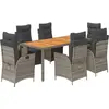 vidaXL Ensemble à manger de jardin et coussins 7 pcs gris rotin