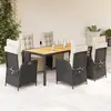 vidaXL Ensemble à manger de jardin coussins 7pcs Noir Résine tressée