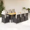 vidaXL Ensemble à manger de jardin 9pcs coussins noir résine tressée